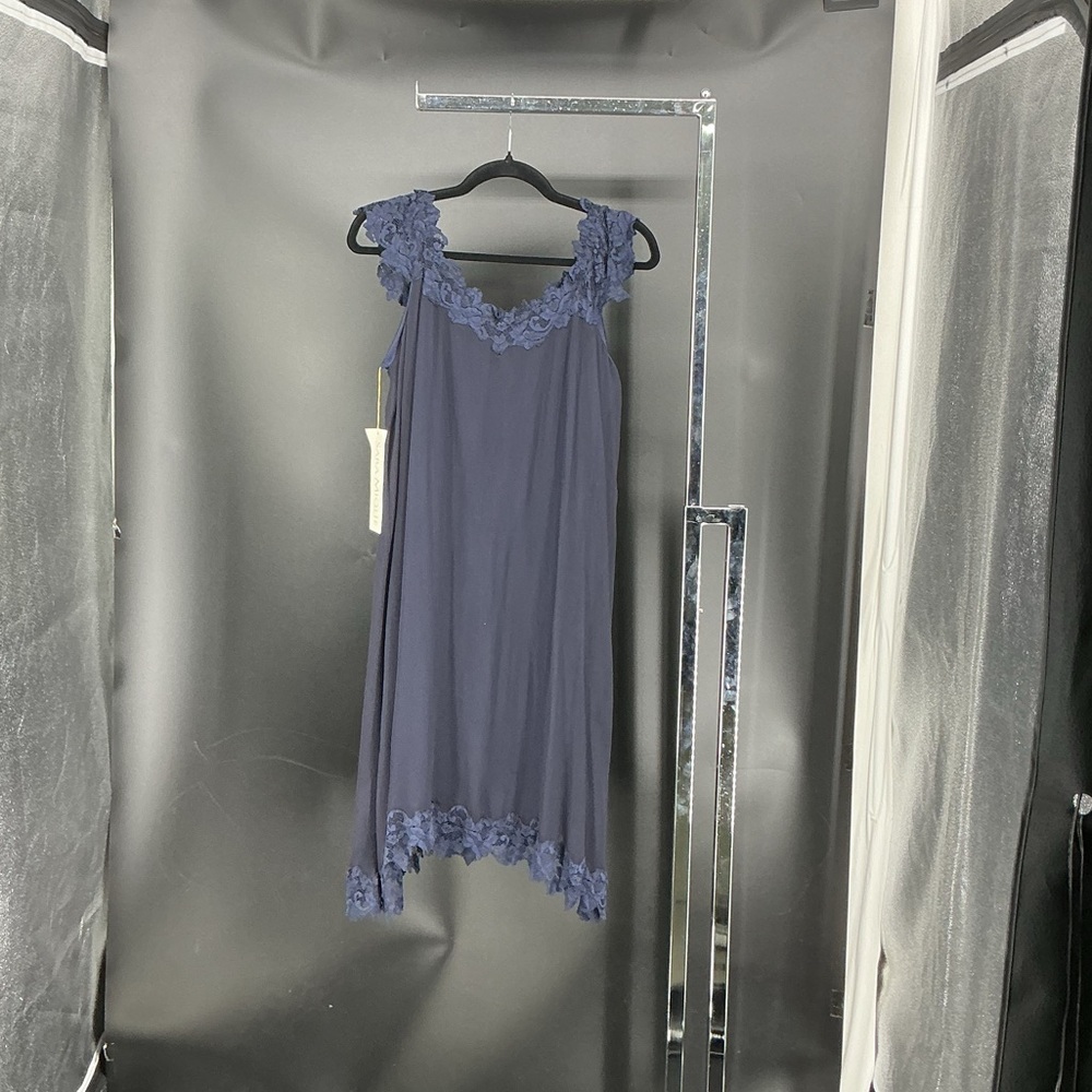 Navy Lace Trim Chemise